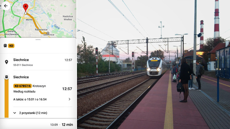 Siechnice: Aplikacja Google Maps wita Koleje Dolnośląskie